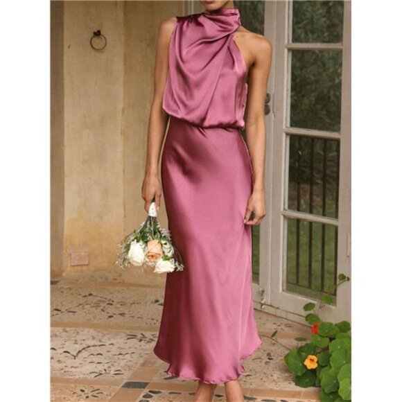 Asymmetrical Ruched Sleeveless Midi Dress - Picture 7 of 15